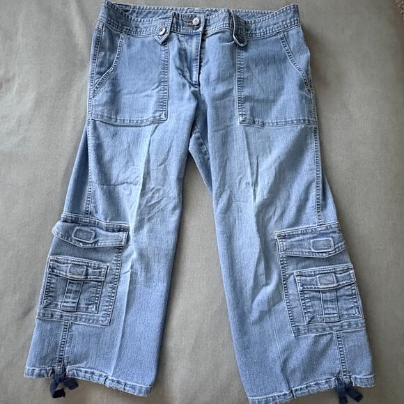 Unknown Denim - Y2K Denim Cargo Capri  LowRise Baggy Wide Leg Utility Jeans NO TAGS (10)SeePics!